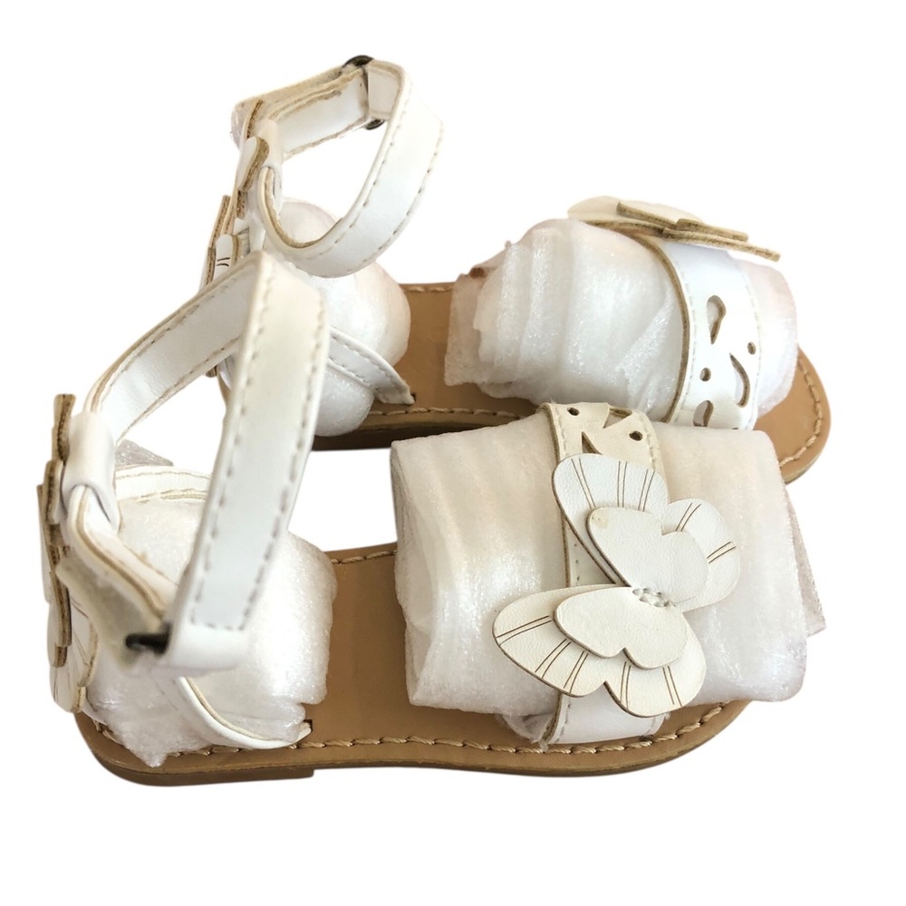 Crazy 8 Size 5 White Ankle Wrap Sandals with Butterfly Design